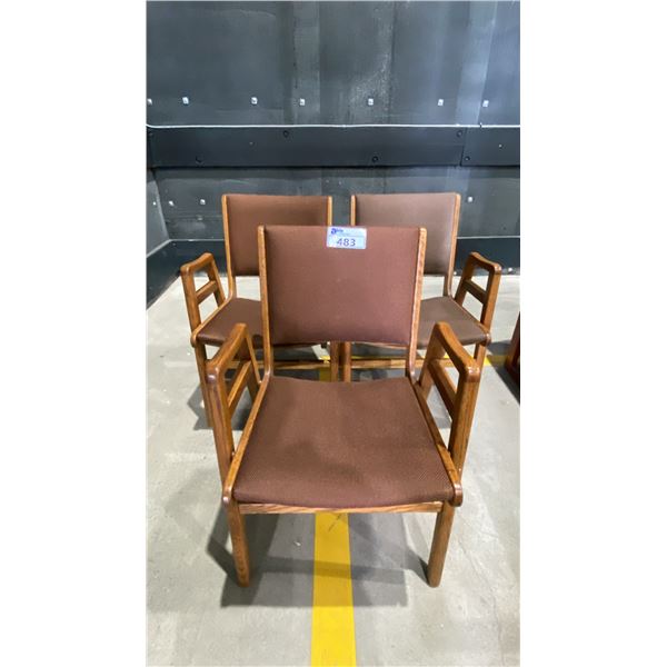 3 MATCHING WOOD AND FABRIC CLIENT CHAIRS