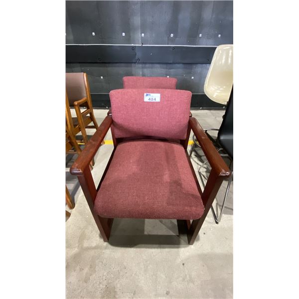 2 MATCHING WOOD AND FABRIC CLIENT CHAIRS