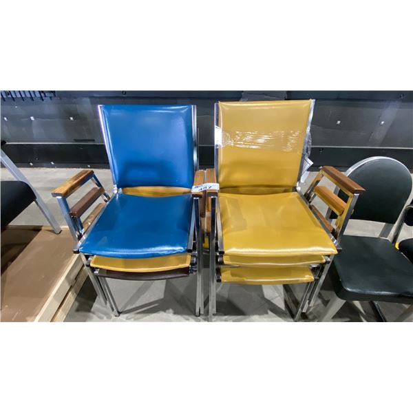 6 ASSORTED STACKING VINTAGE CLIENT CHAIRS