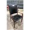 Image 1 : WOOD AND LEATHER ARM CHAIR