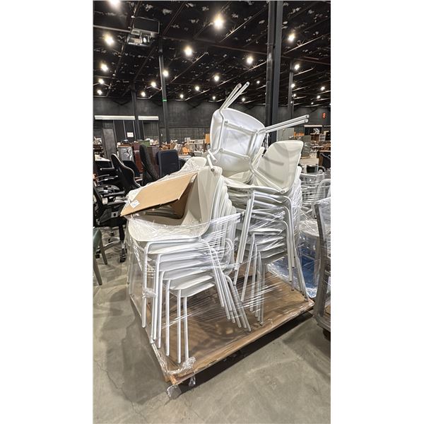 PALLET OF STACKING METAL BASE PLASTIC CHAIRS
