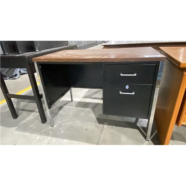 2 DRAWER WOOD TOP VINTAGE TEACHERS DESK
