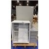 Image 1 : GREY METAL CONSUMABLES CABINET, SMALL GREY METAL FILING PEDESTAL & WHITE METAL SLIDING DOOR CABINET