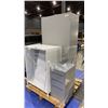 Image 2 : GREY METAL CONSUMABLES CABINET, SMALL GREY METAL FILING PEDESTAL & WHITE METAL SLIDING DOOR CABINET