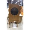 Image 2 : ROUND SMOKE GLASS FRONT WITH GLASS SHELVES WOODEN DISPLAY CABINET