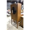 Image 3 : ROUND SMOKE GLASS FRONT WITH GLASS SHELVES WOODEN DISPLAY CABINET