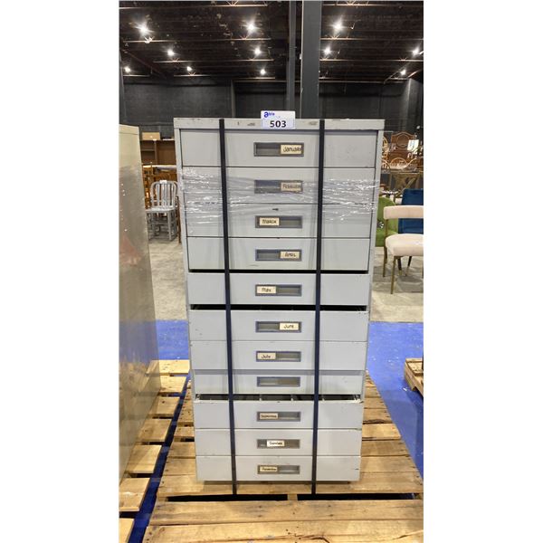GREY 11 DRAWER INDEX CARD FILING CABINET