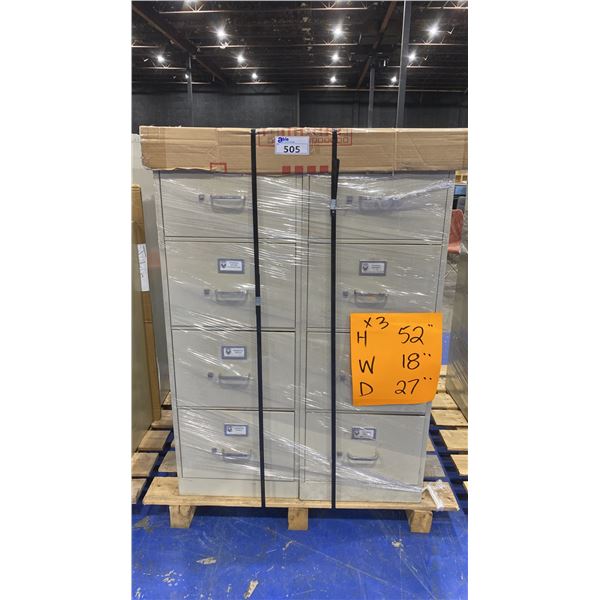 3 GREY HON 4 DRAWER FILING CABINETS