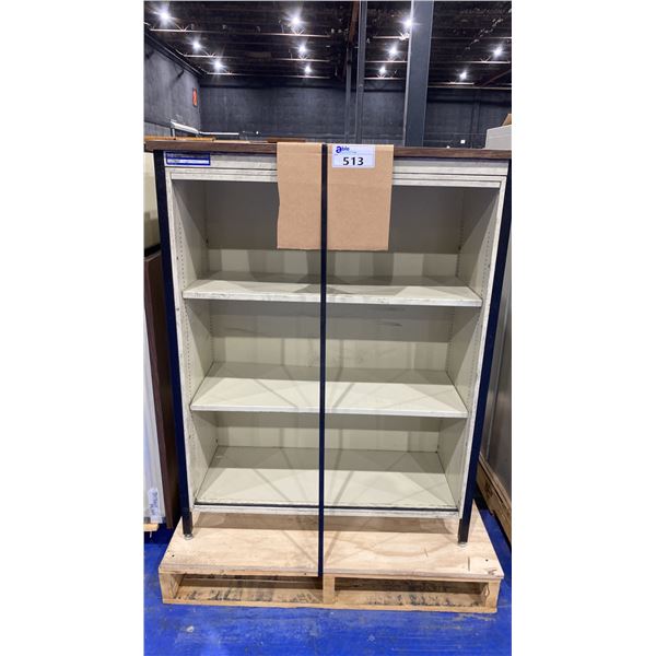 3 WOOD TOP METAL OFFICE SHELVES