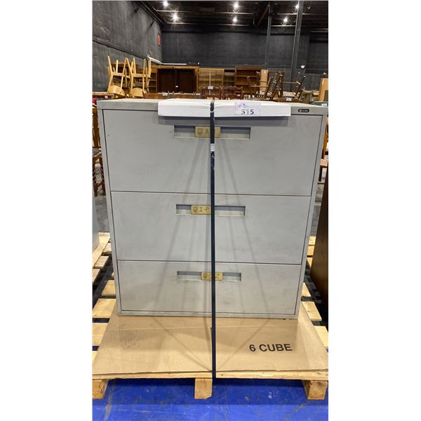 GREY METAL 3 DRAWER FILING CABINET