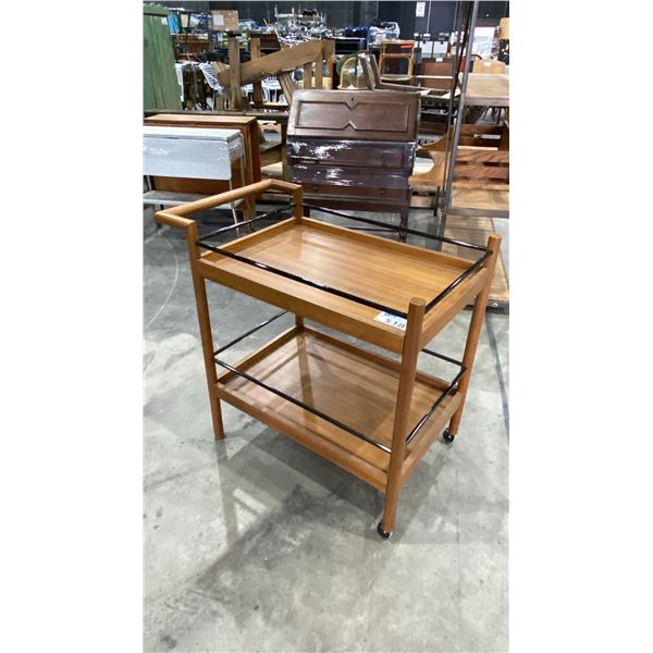 MID CENTURY MODERN TEAK MOBILE SERVING CART