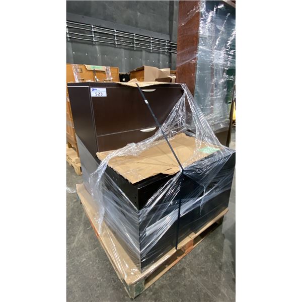 3 FILING CABINETS- 2 SMALL BLACK & 1 BROWN WOOD