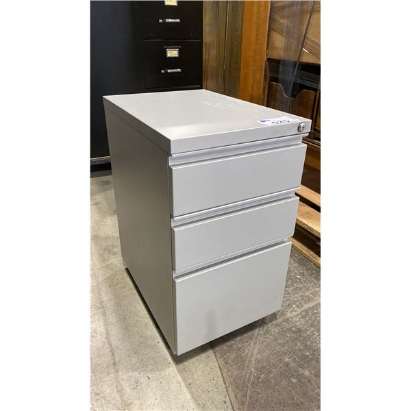 3 DRAWER GREY MOBILE FILING PEDESTAL