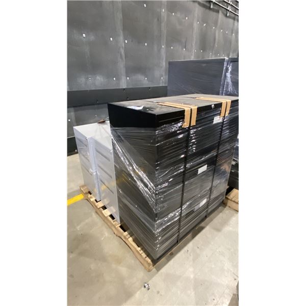 5 FILING CABINETS- 1 BLACK 3 DRAWER & 4 SMALL GREY 3 DRAWER FILING PEDESTALS