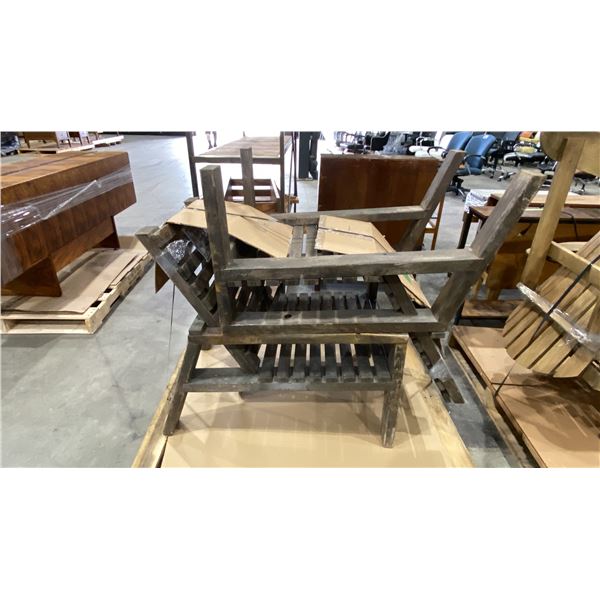 2 RUSTIC WOOD LOUNGE CHAIRS