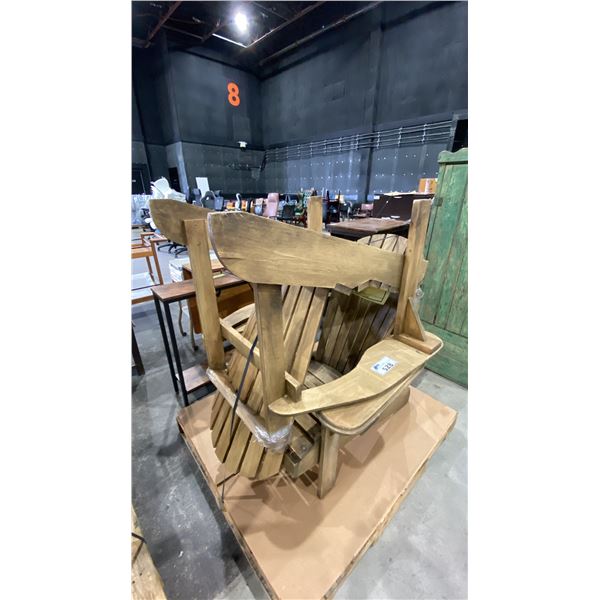 2 NATURAL WOOD ADIRONDACK CHAIRS