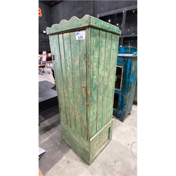 GREEN RUSTIC WOOD CABINET