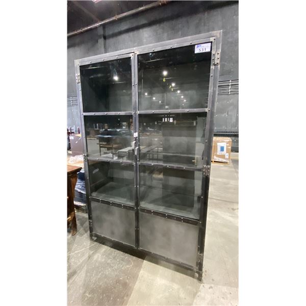 METAL GLASS FRONT INDUSTRIAL STYLE WALL CABINET