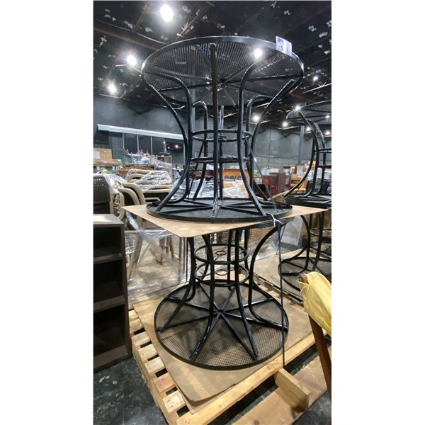 SET OF 4 ROUND BLACK METAL BISTRO TABLES