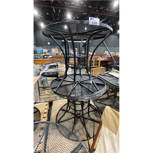 SET OF 4 ROUND BLACK METAL BISTRO TABLES