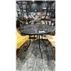Image 4 : ROUND BLACK METAL BISTRO TABLE WITH 2 WOOD FRAMED FOLDING FABRIC CHAIRS