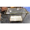 Image 2 : BRASS FRAMED GLASS TOP MOBILE SERVING CART