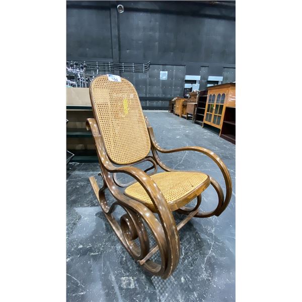 BENTWOOD ROCKER WITH RATTAN SEAT