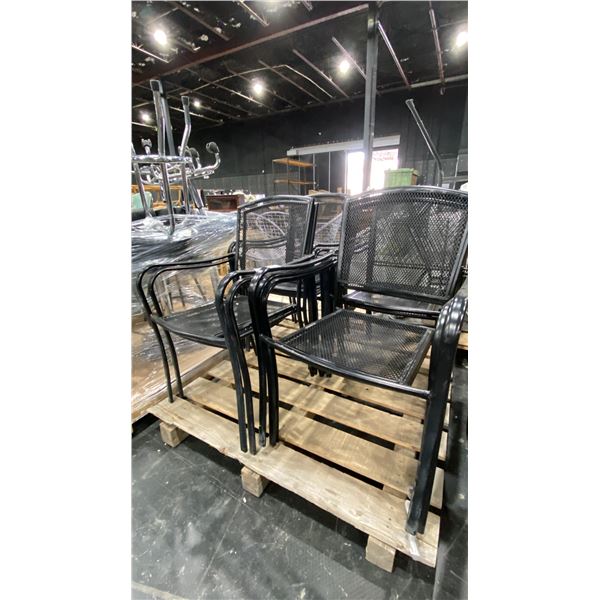 GROUP OF 10 BLACK METAL PATIO CHAIRS