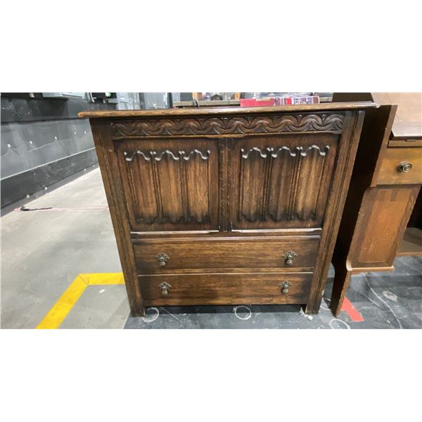 2 DRAWER HEAVILY CARVED CHEST