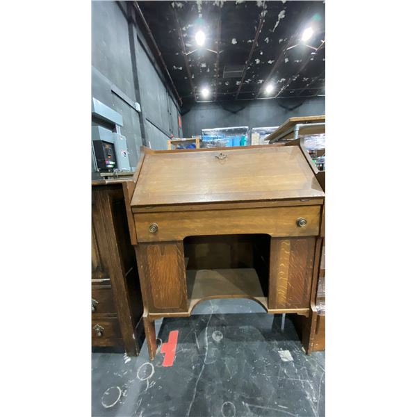 ANTIQUE SINGLE DRAWER DROP FRONT SECRETARY DESK