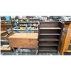 Image 1 : 5 TIER WOOD BOOKSHELF AND WOOD TABLE WITH DROP SIDES