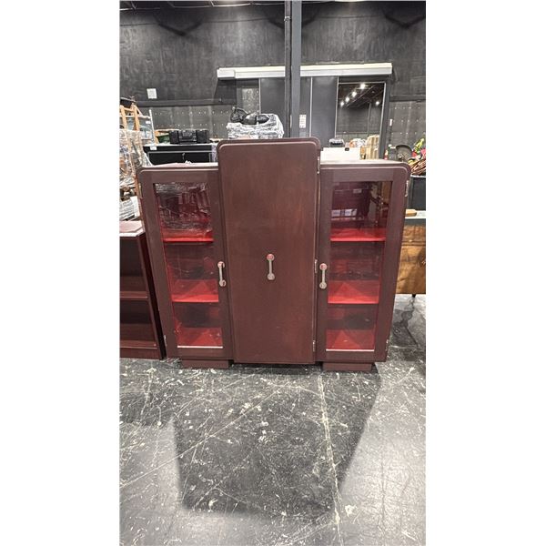 RETRO STYLE WOOD AND GLASS DISPLAY CABINET