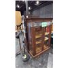Image 4 : 3 WOOD AND GLASS DISPLAY SHELVES WITH 2 WOODEN RISERS