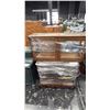 Image 3 : WOOD AND GLASS DISPLAY CABINET, 2 DRAWER HEAVILY CARVED NIGHTSTAND AND 2 ANTIQUE CLOTHES HANGERS