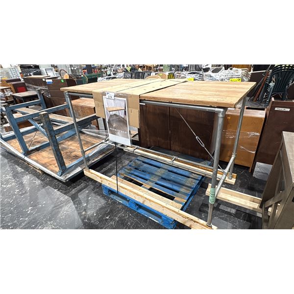INDUSTRIAL LOOK WOOD TOP TABLE