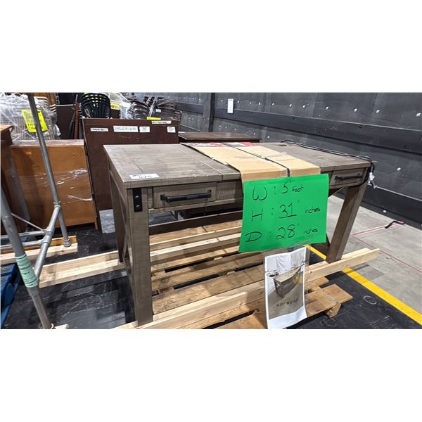 RUSTIC LOOK WOOD 3 DRAWER DESK WITH POWER