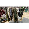 Image 3 : MOBILE CLOTHING RACK WITH ASSORTED SET DEC WARDROBE-ARMY CLOTHES, CARGO SHORTS, TSHIRTS