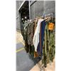 Image 5 : MOBILE CLOTHING RACK WITH ASSORTED SET DEC WARDROBE-ARMY CLOTHES, CARGO SHORTS, TSHIRTS