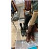 Image 2 : MOBILE CLOTHING RACK WITH ASSORTED SET DEC WARDROBE-JACKETS, FLANNEL SWEATERS, SWEATERS, BOOTS