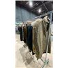 Image 2 : MOBILE CLOTHING RACK WITH ASSORTED SET DEC WARDROBE-UNISEX LEATHER COATS, FANCY COATS