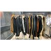 Image 3 : MOBILE CLOTHING RACK WITH ASSORTED SET DEC WARDROBE-UNISEX LEATHER COATS, FANCY COATS