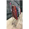 Image 1 : MOBILE CLOTHING RACK WITH ASSORTED SET DEC WARDROBE- MENS HOODIES, FLANNELS, VESTS