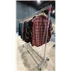 Image 2 : MOBILE CLOTHING RACK WITH ASSORTED SET DEC WARDROBE- MENS HOODIES, FLANNELS, VESTS