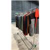 Image 5 : MOBILE CLOTHING RACK WITH ASSORTED SET DEC WARDROBE- MENS HOODIES, FLANNELS, VESTS