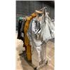 Image 1 : MOBILE CLOTHING RACK WITH ASSORTED SET DEC WARDROBE- UNISEX UNIFORMS, WORK GEAR, HOSPITAL GOWNS
