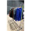 Image 5 : MOBILE CLOTHING RACK WITH ASSORTED SET DEC WARDROBE- MENS BLAZERS, LIGHT COATS, COLLAR SHIRTS, JEAN
