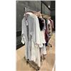 Image 1 : MOBILE CLOTHING RACK WITH ASSORTED SET DEC WARDROBE- WOMENS SWEAT PANTS, SWEATERS, HOUSECOATS