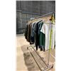 Image 2 : MOBILE CLOTHING RACK WITH ASSORTED SET DEC WARDROBE- MENS SWEATERS, TSHIRTS, LONG SLEEVE SHIRTS