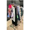 Image 1 : MOBILE CLOTHING RACK WITH ASSORTED SET DEC WARDROBE- WOMENS DRESSES, SWEATERS, BRAS