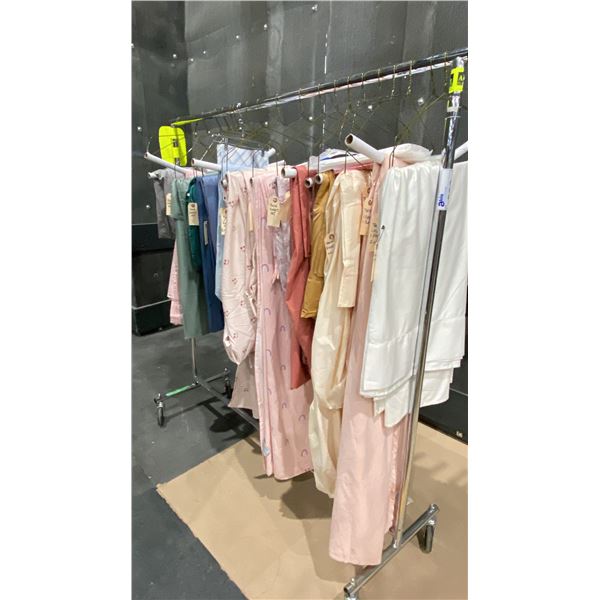 MOBILE CLOTHING RACK WITH ASSORTED SET DEC WARDROBE- TWIN SHEET SETS